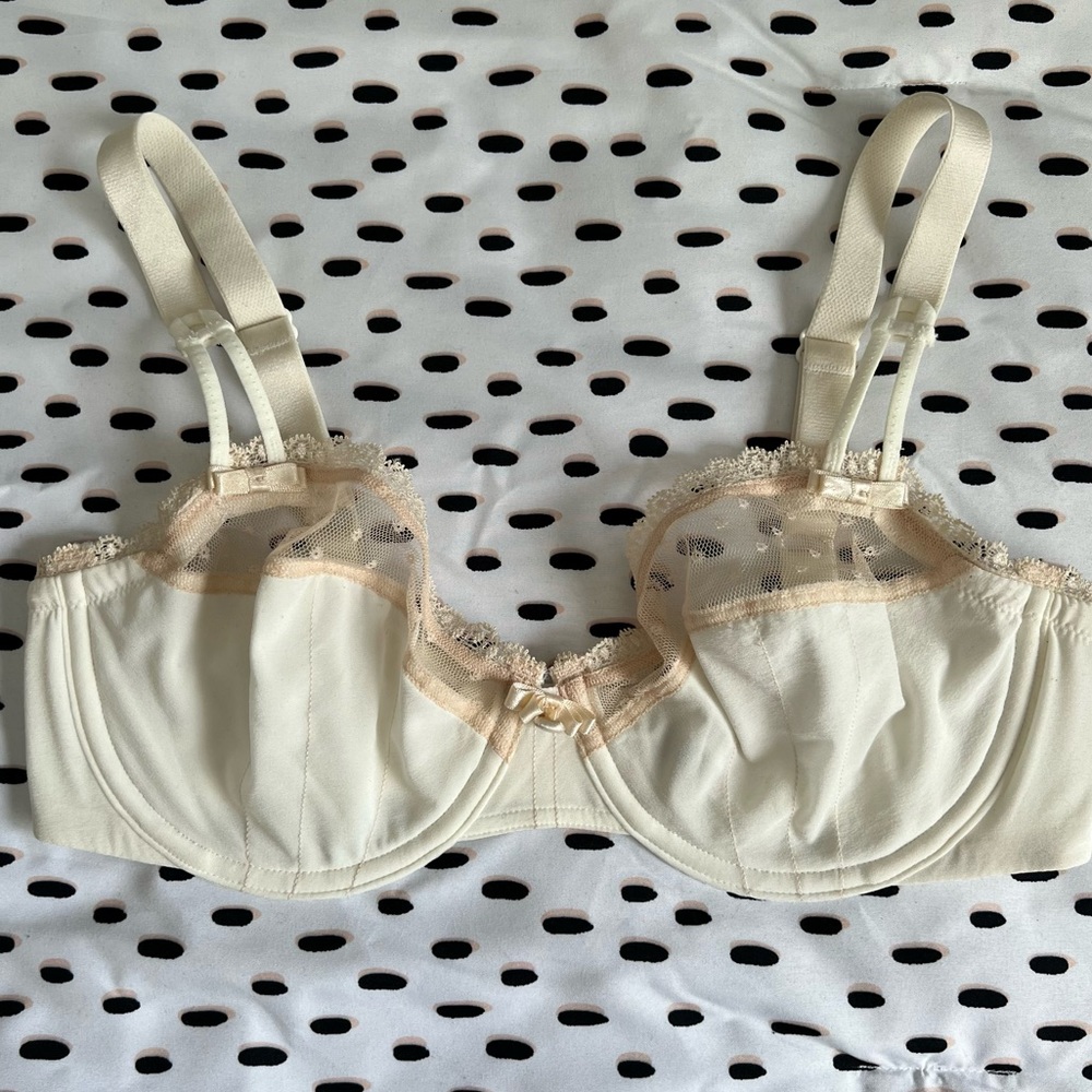 Vintage Style Unlined Satin and Lace Bra